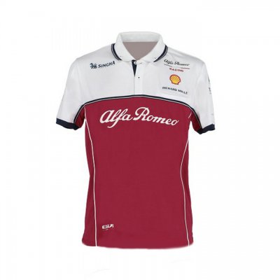 Polo Alfa Romeo Homme 2021 Team F1 Racing Officiel Formule 1 Blanc Rouge Polo Alfa Romeo Homme 2021 Team F1 Racing Officiel Formule 1 Blanc Rouge