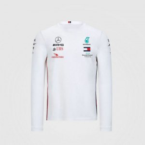 T-Shirt Mercedes-AMG Petronas Motorsport Team Homme 2021 Manche Longue F1 Blanc